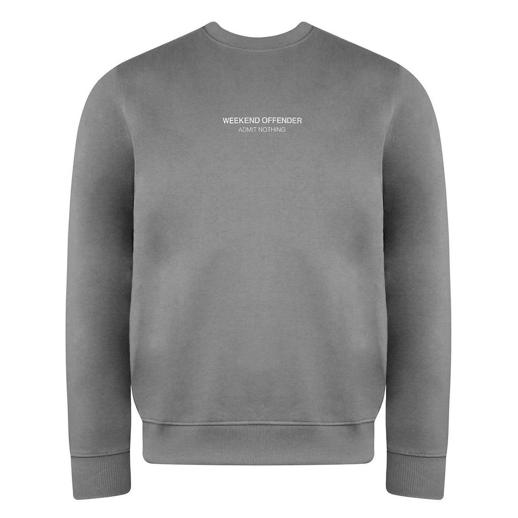 Weekend Offender Long Sleeve Grey White Crew Neck Mens Sweaters WOSSW540 MID GREY/WHITE