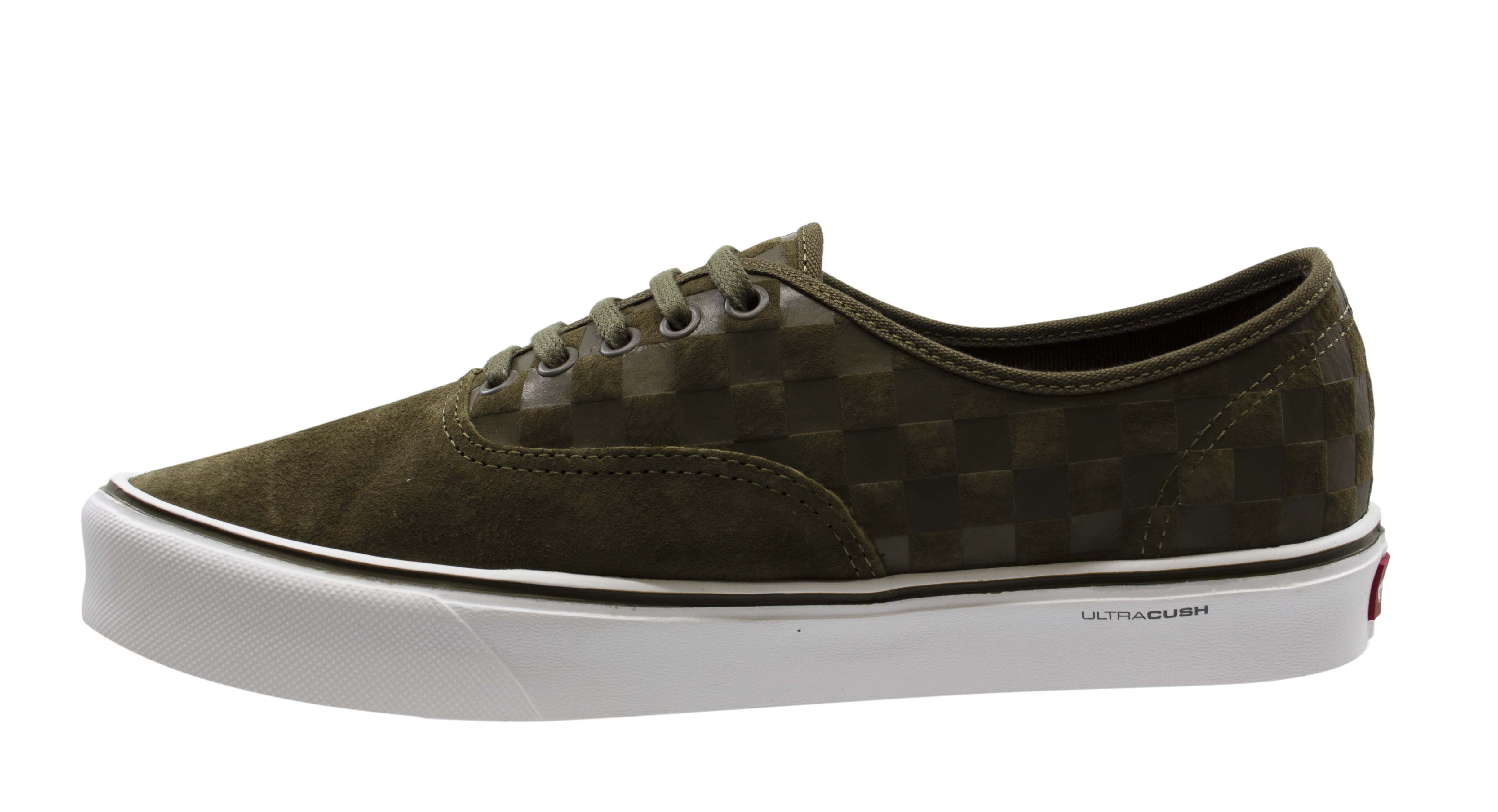 Vans Green Suede Leather Checkerboard Mens Lace Up Trainers XB3HYN