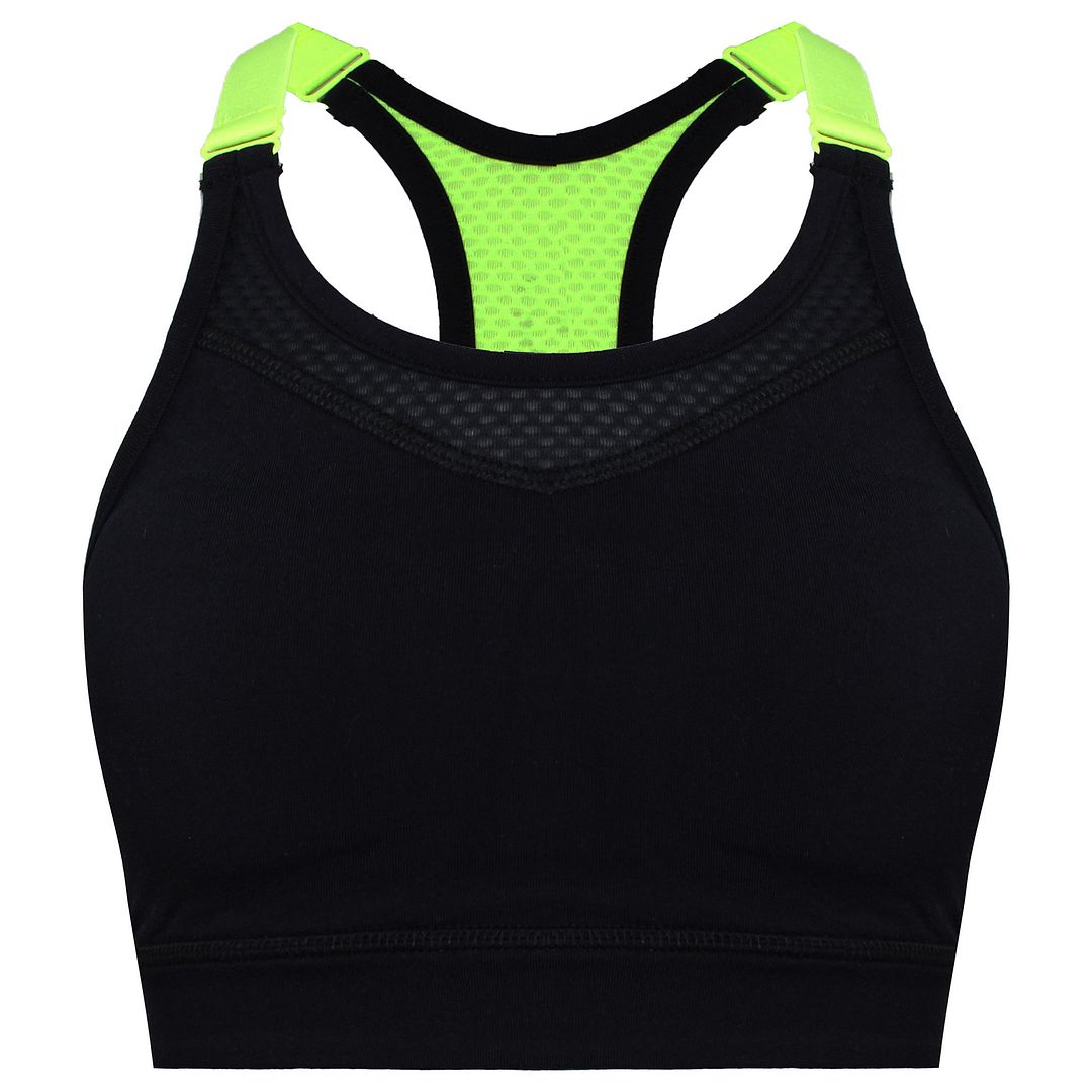 Xinx Performance Sleeveless Black/Yellow Womens Flash Sports Bra