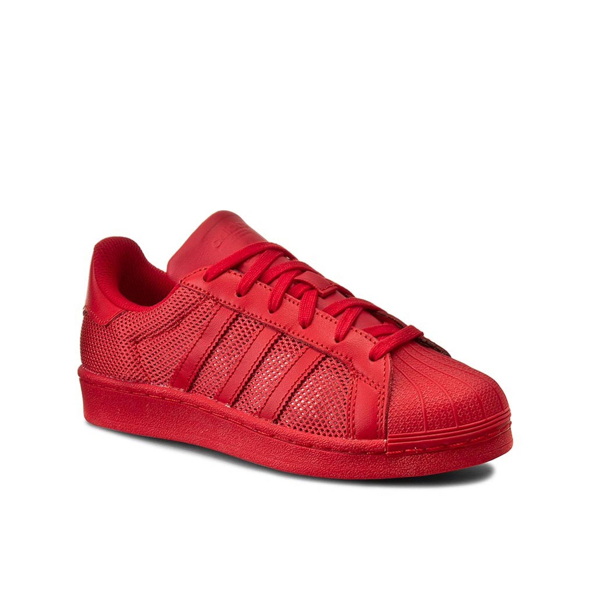 Adidas Superstar Lace Up Red Synthetic Mens Trainers B42621