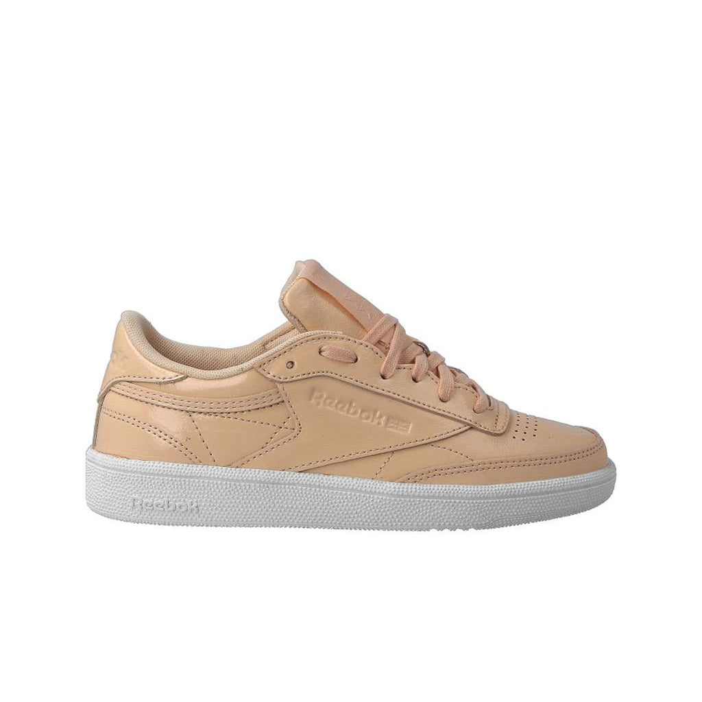 Reebok Club C85 Patent Lace-Up Pink Smooth Leather Womens Trainers BS9778