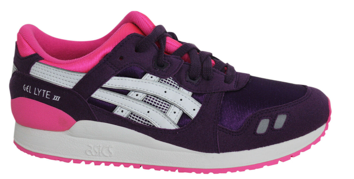 Asics Gel-Lyte III Lace Up Purple Pink Synthetic Junior Trainers C5A4N 3301 Y9B