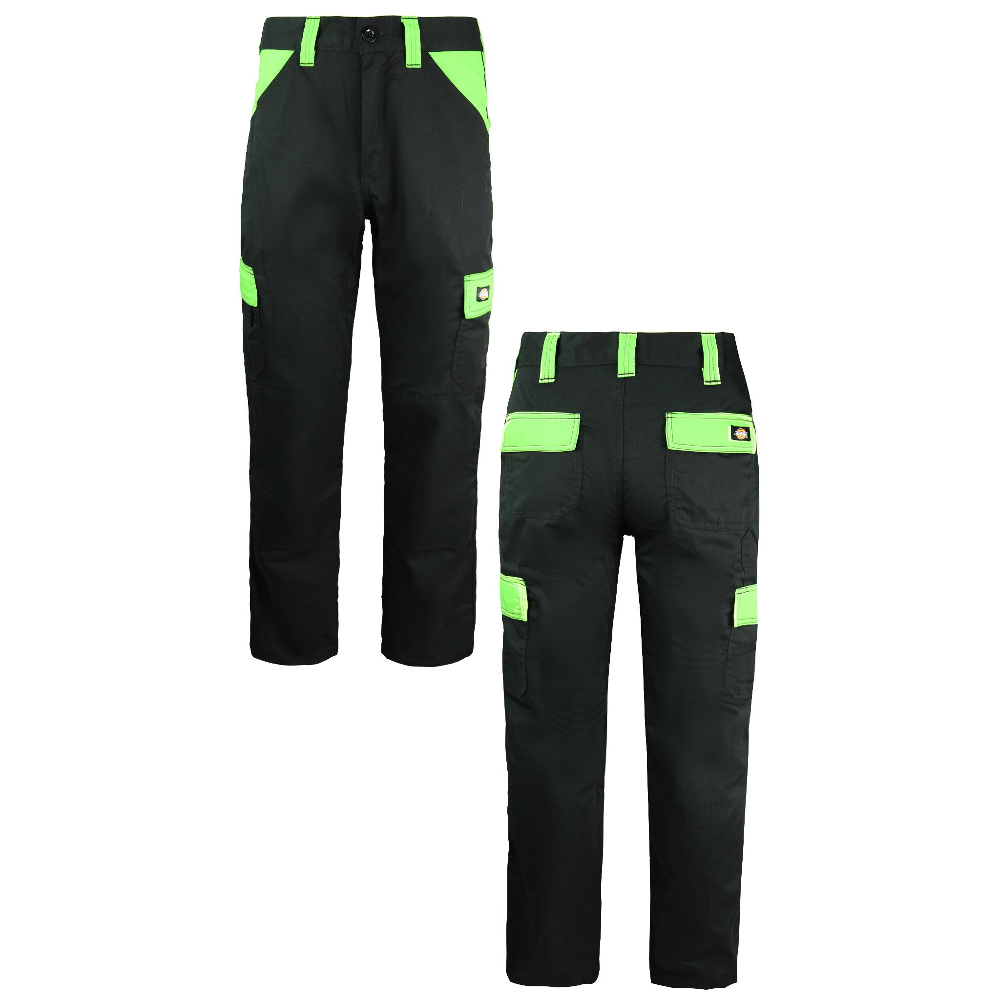 Dickies Everyday Mens Black/Lime Work Wear Trousers