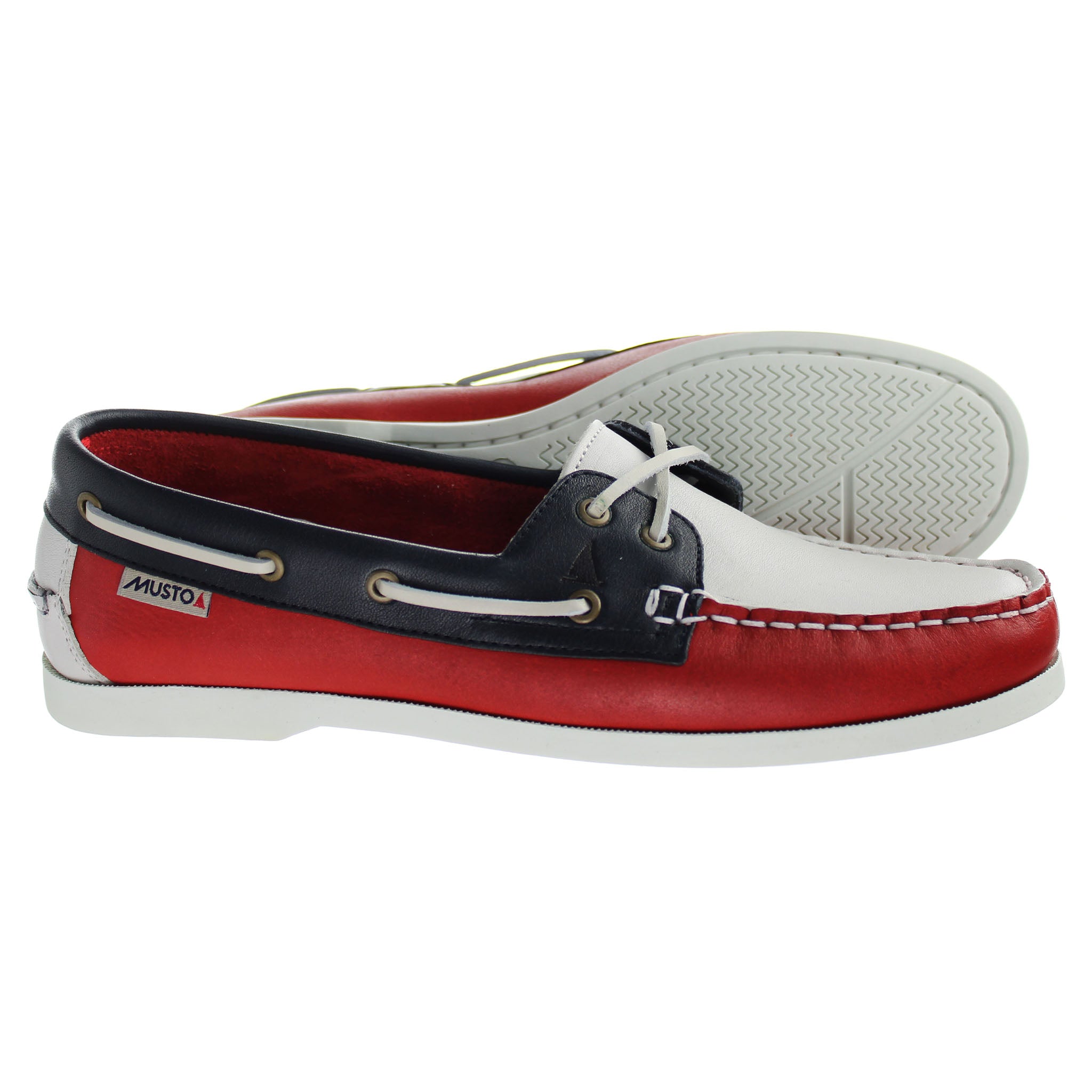 Musto Harbour Mens White/Red Boat Shoes