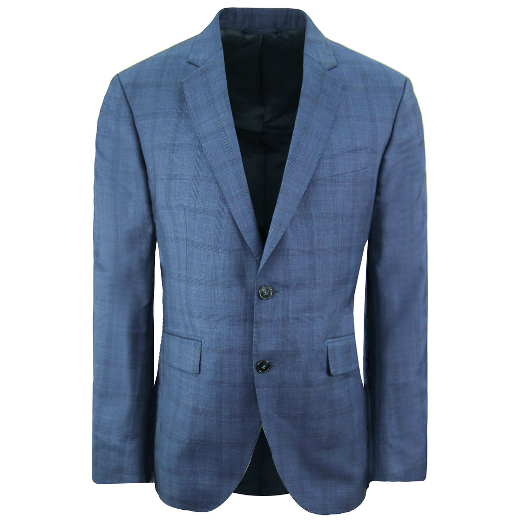 Hackett London Wool Cotton Silk Mens Blue Suit