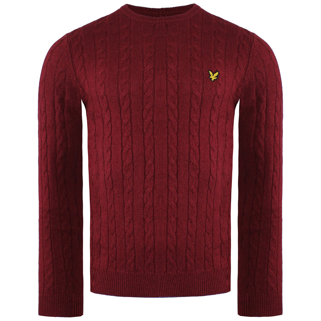 Lyle & Scott Cable Mens Burgundy Sweater