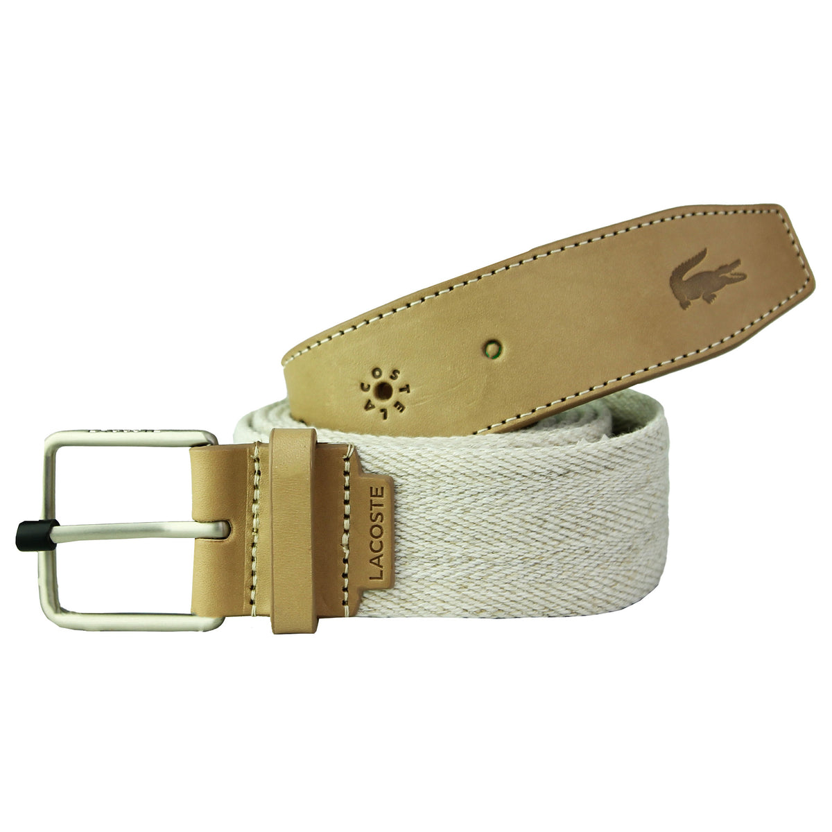 Lacoste Woven Womens Brown Natural Belt