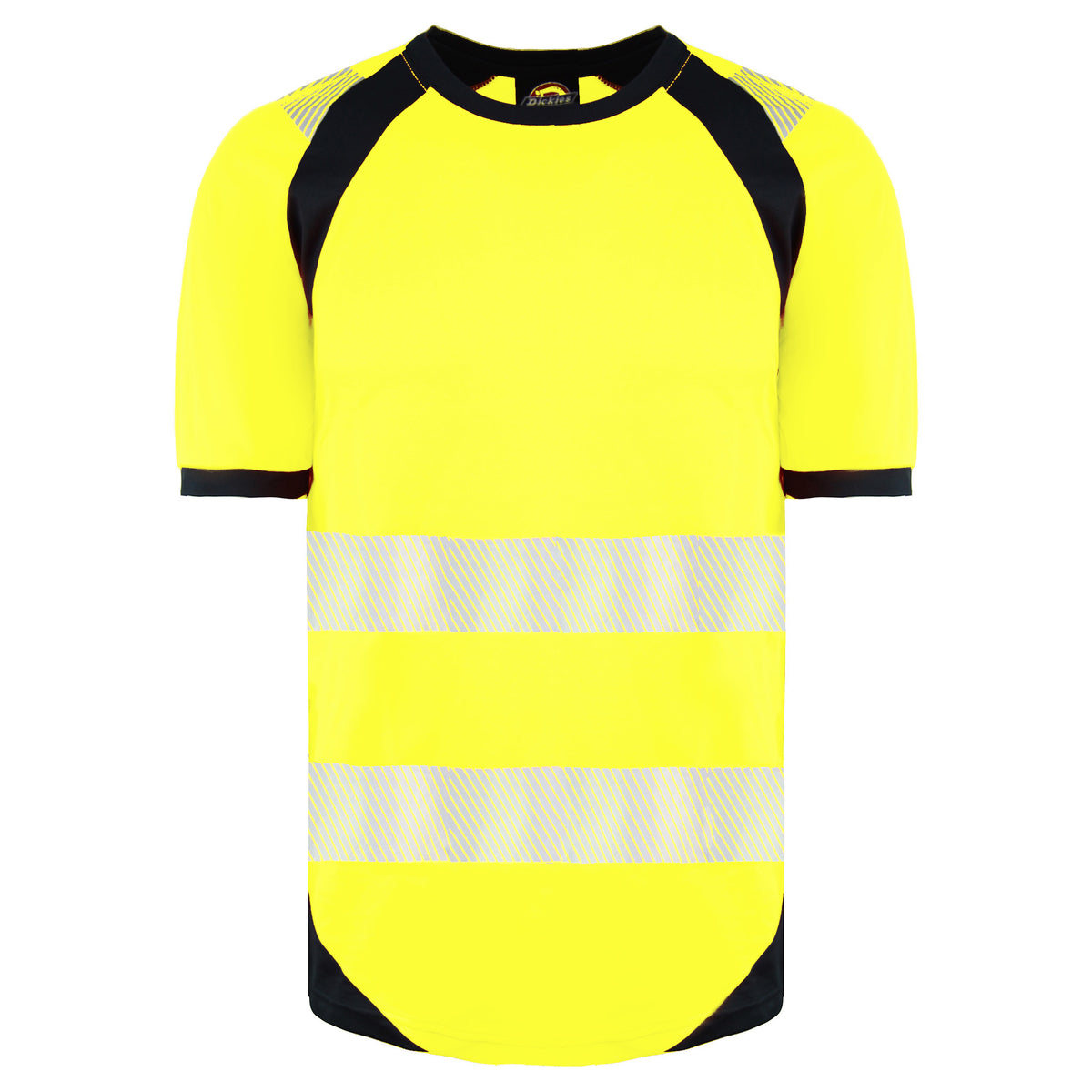 Dickies High Visibility Short Sleeve Yellow Mens Temp-IQ Work T-Shirt SA1008 YELLOW/NAVY