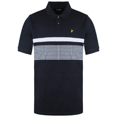 Lyle & Scott Gingham Yoke Stripe Mens Navy/White Polo Shirt