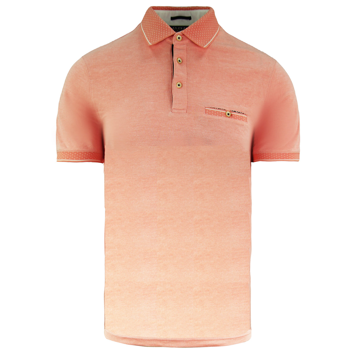 Ted Baker Space Dye Collar Mens Orange Polo Shirt