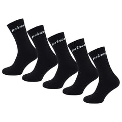 Prince Tennis 5-Pack Mens Black Socks