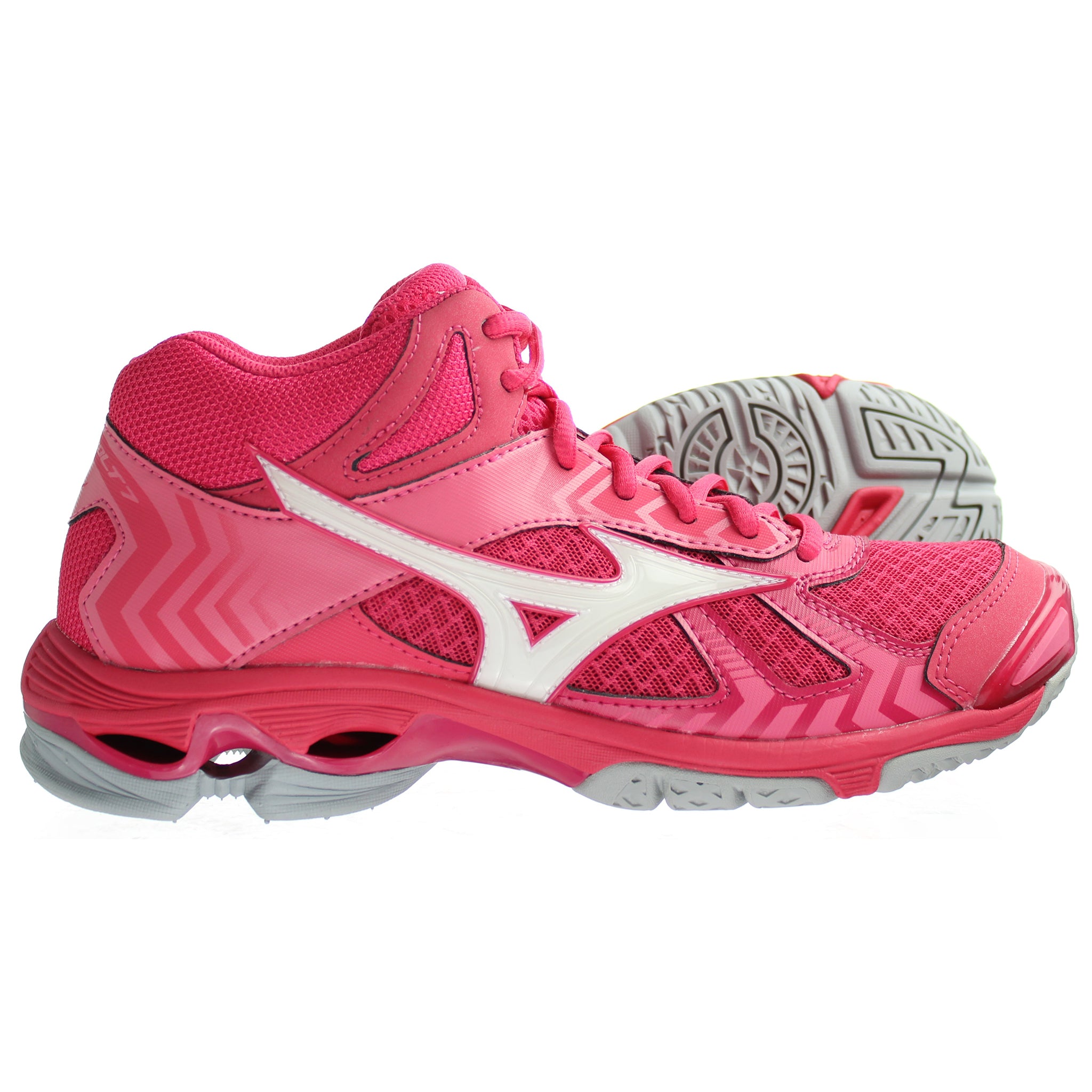 Mizuno Indoor Wave Bolt 7 Mid Womens Pink Volleyball Shoes