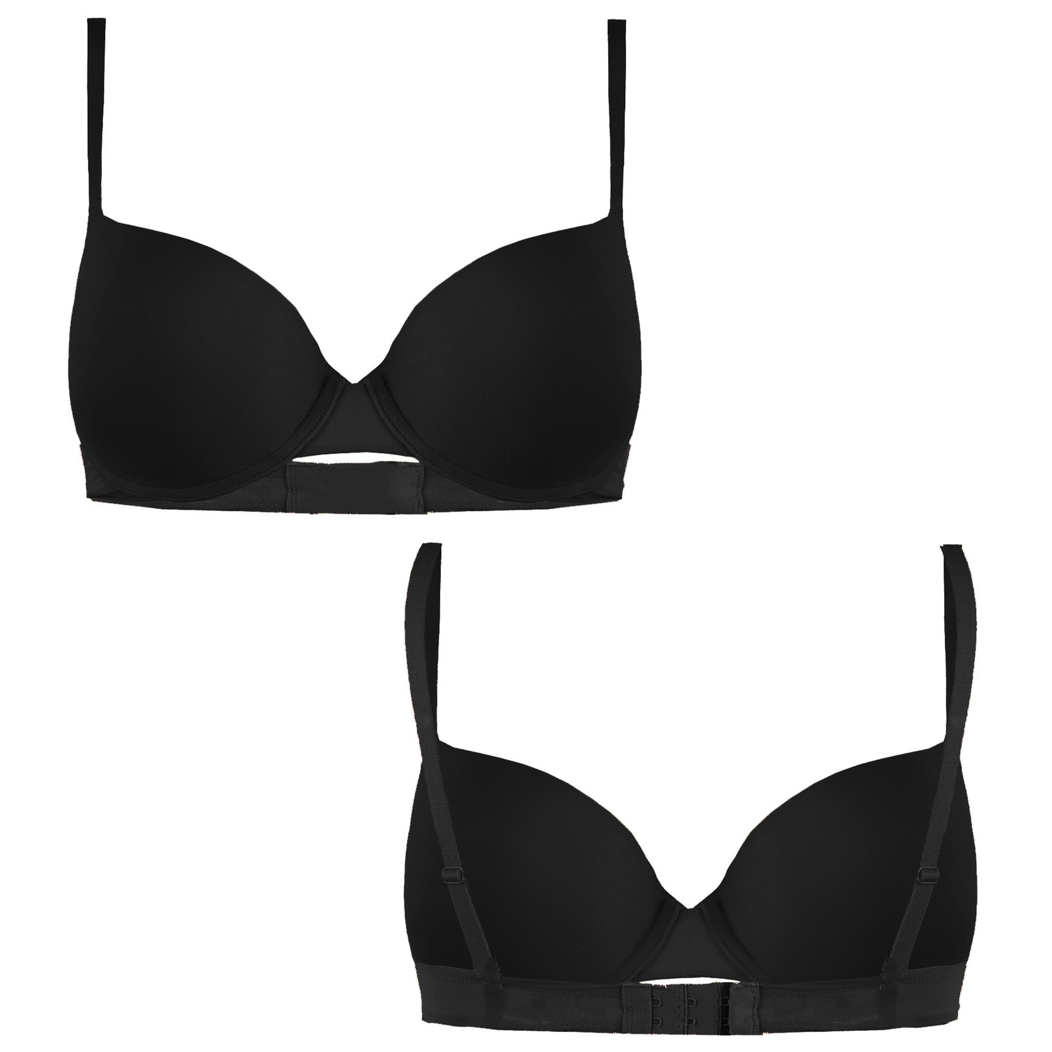 Wonderbra 2-Pack Black Beige Womens T-Shirt Push-Up Bra W0BHN 0CZ