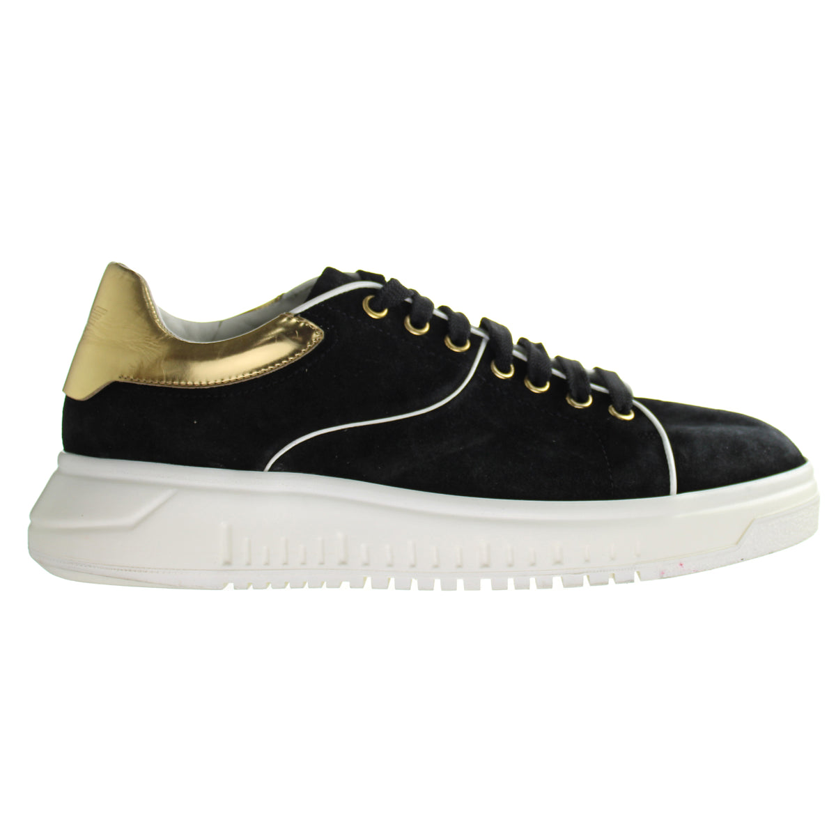 Emporio Armani Womens Black/Gold Trainers