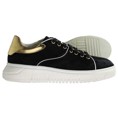 Emporio Armani Womens Black/Gold Trainers