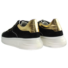 Emporio Armani Womens Black/Gold Trainers